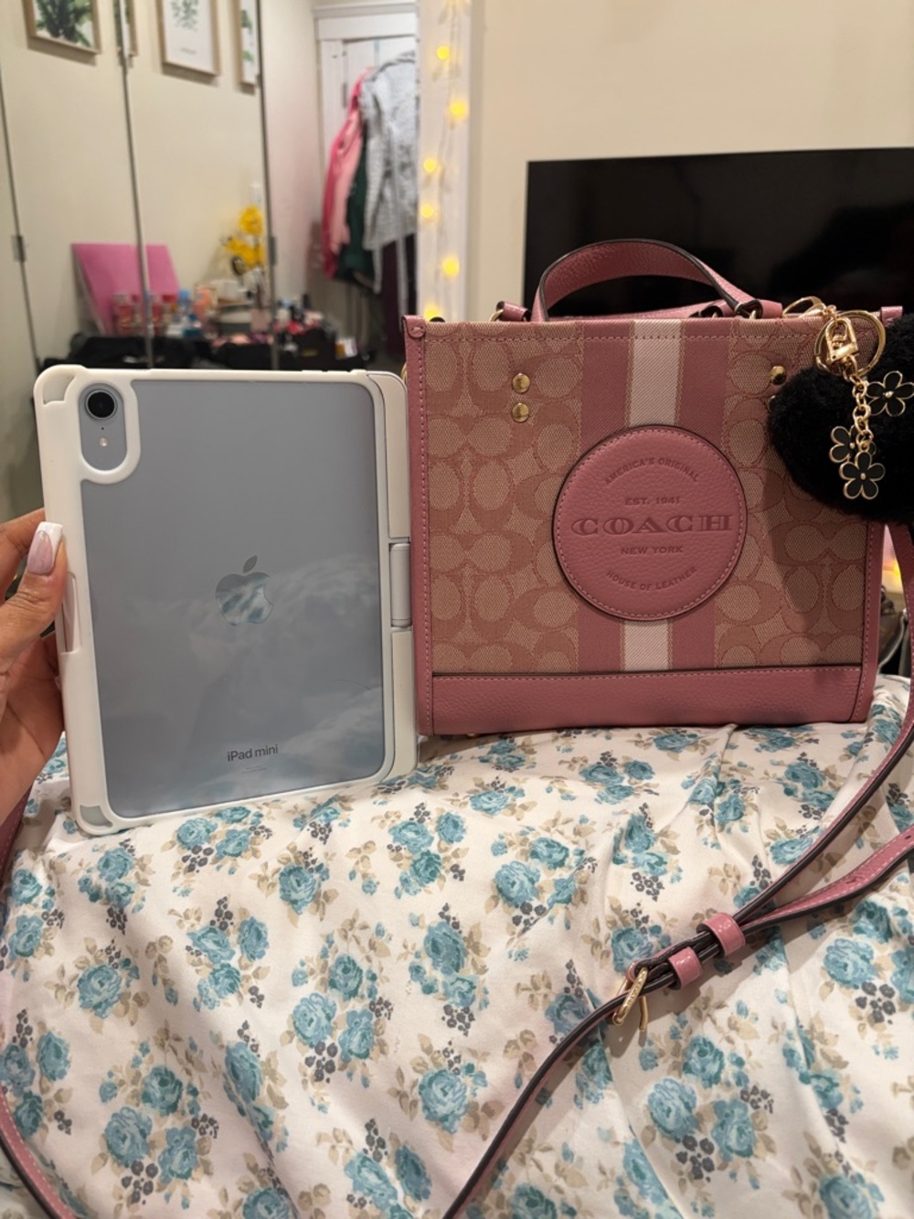 Coach Dempsey Signature Jacquard Mini Satchel (Pink) - Picture 17 of 17
